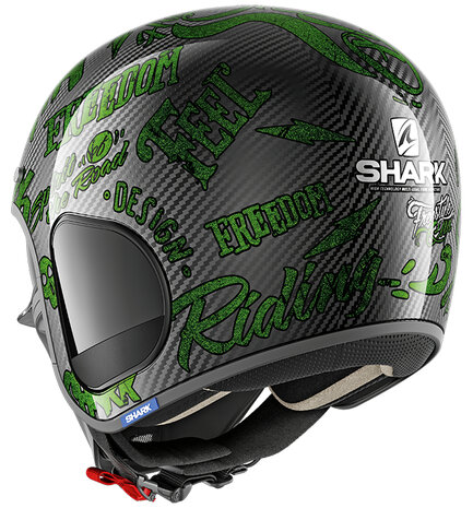 Shark S-Drak Carbon Helmet Freestyle Cup gloss carbon black green DGG - Size XS