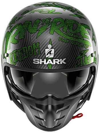 Shark S-Drak Carbon Helmet Freestyle Cup gloss carbon black green DGG - Size XS