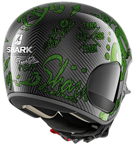Shark S-Drak Carbon Helmet Freestyle Cup gloss carbon black green DGG - Size XS