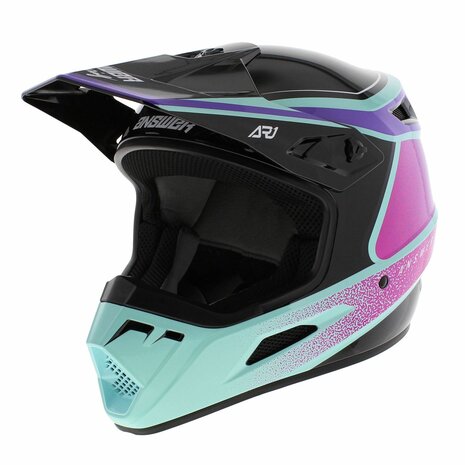 Answer AR1 MX Helmet Vivid gloss black blue purple Helmetdiscounter