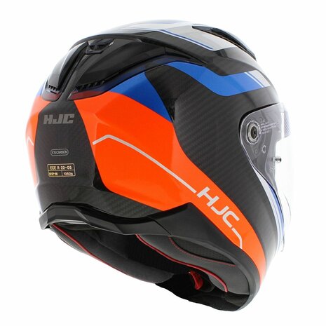 HJC F70 Carbon Motorcycle Full Face helmet Ubis gloss carbon black blue silver orange - Size M