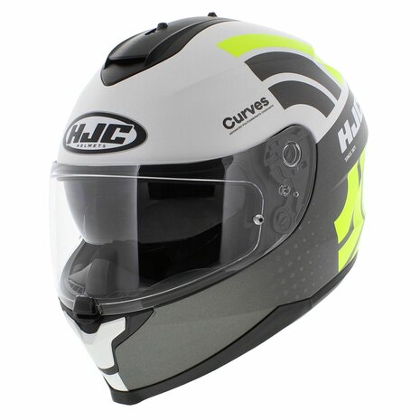 HJC C70 Full Face Motorcycle helmet Curves MC4HSF matt anthracite white yellow