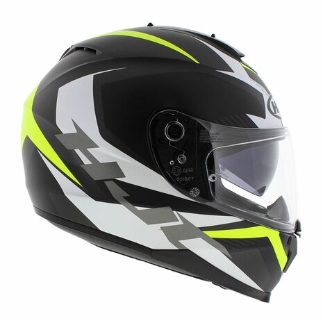 HJC C70 Full Face Motorcycle helmet Troky MC4HSF matt black white yellow - Size L