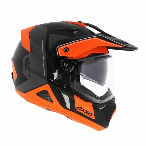 Axxis Wolf DS Enduro Adventure helmet Roadrunner matt black KTM orange - Size XS