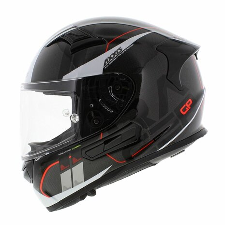 Axxis Racer GP SV Full Face Helmet Carbon Spike A0 - Gloss Black White