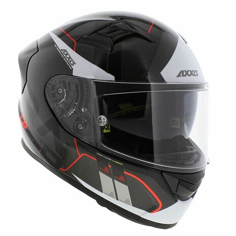Axxis Racer GP SV Full Face Helmet Carbon Spike A0 - Gloss Black White