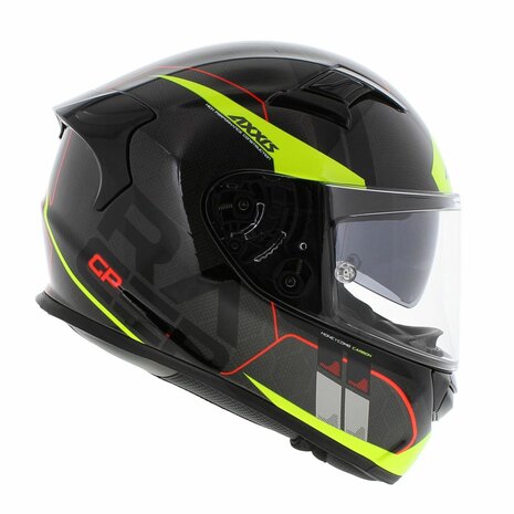 Axxis Racer GP SV Full Face Helmet Carbon Spike A3 - Gloss Black Fluo Yellow