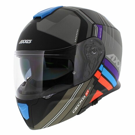 Axxis Gecko SV modular helmet Epic matt black blue purple orange