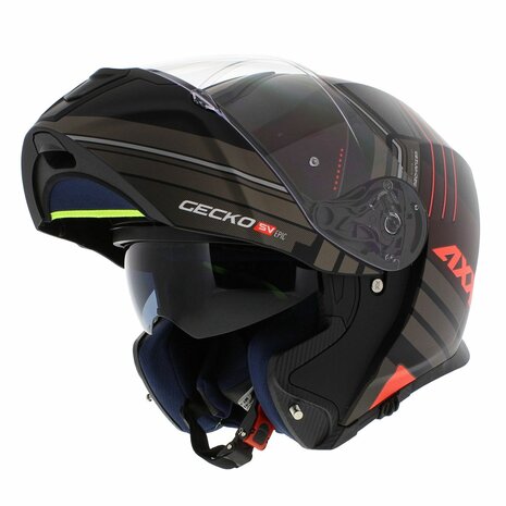 Axxis Gecko SV modular helmet Epic matt black red