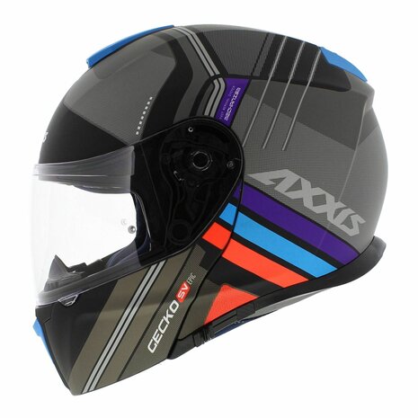 Axxis Gecko SV modular helmet Epic matt black blue purple orange