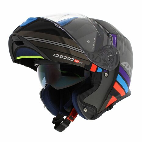 Axxis Gecko SV modular helmet Epic matt black blue purple orange