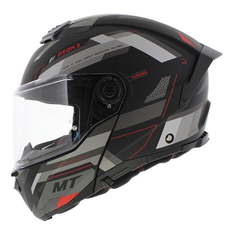 MT Atom 2 SV Modular motorcycle helmet Bast matt black red