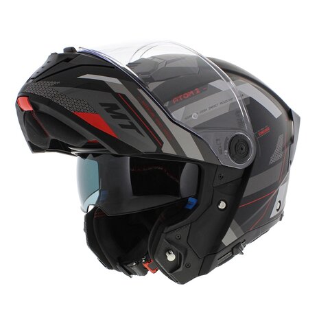 MT Atom 2 SV Modular motorcycle helmet Bast matt black red