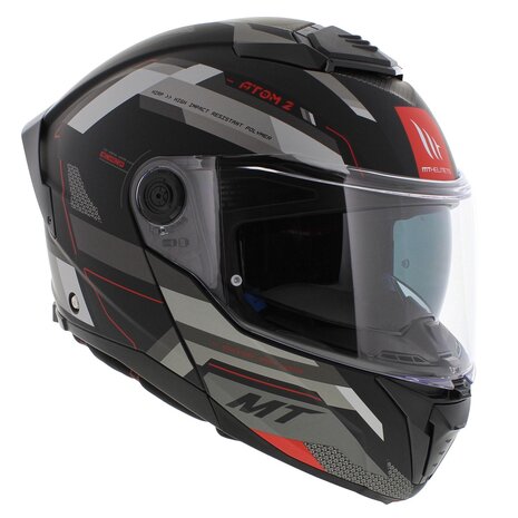 MT Atom 2 SV Modular motorcycle helmet Bast matt black red