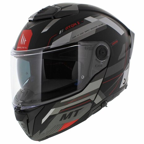 MT Atom 2 SV Modular motorcycle helmet Bast matt black red