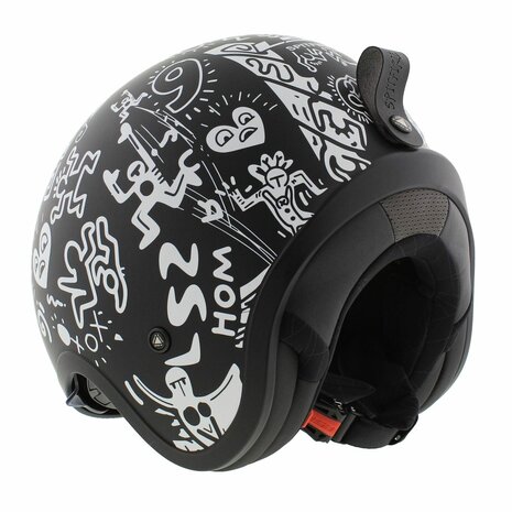 LS2 OF599 Spitfire II Tribal matt black white - Open Face helmet motorcycle scooter