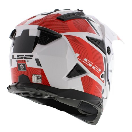 LS2 MX702 Pioneer II adventure helmet Hill gloss white red