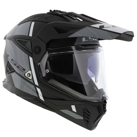 LS2 MX702 Pioneer II adventure helmet Hill matt black white