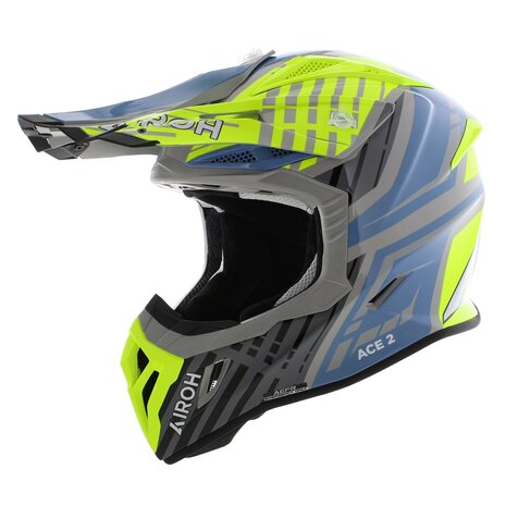 Airoh Aviator Ace 2 MX Helmet Proud - Size XL - gloss yellow blue grey
