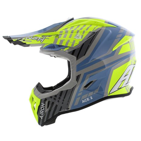 Airoh Aviator Ace 2 MX Helmet Proud - Size XL - gloss yellow blue grey