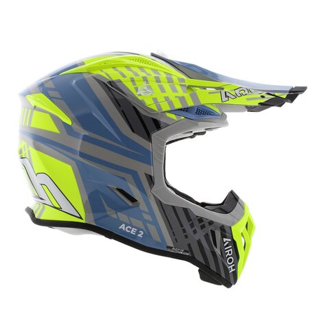 Airoh Aviator Ace 2 MX Helmet Proud - Size XL - gloss yellow blue grey