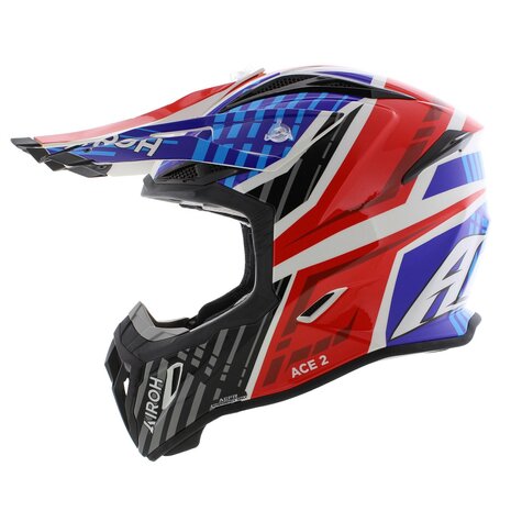 Airoh Aviator Ace 2 MX Helmet Proud - gloss black red blue - Size S