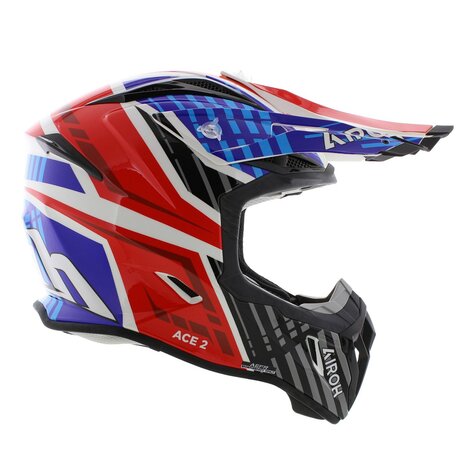 Airoh Aviator Ace 2 MX Helmet Proud - gloss black red blue - Size S