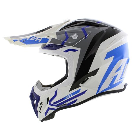 Airoh Aviator Ace 2 MX Helmet Ground - gloss blue grey white - Size L