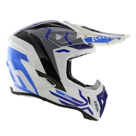 Airoh Aviator Ace 2 MX Helmet Ground - gloss blue grey white - Size L