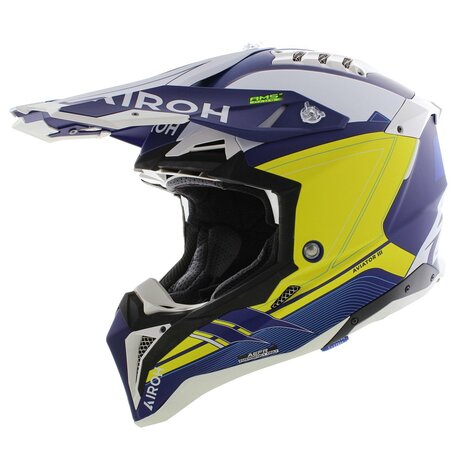 Airoh Helmet Aviator 3 AMS&sup2; Saber matt blue white yellow - Size S