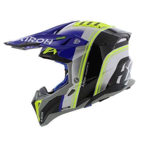 Airoh MX Helmet Aviator 3 AMS&sup2; Hima gloss blue grey black