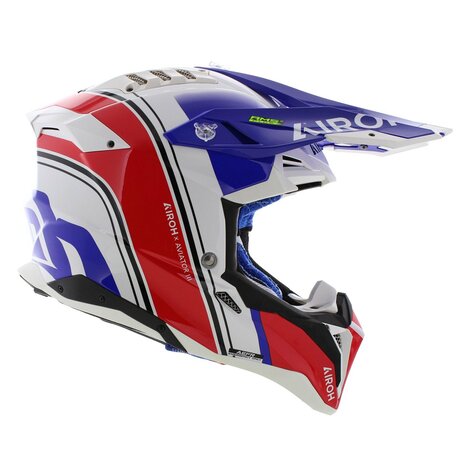 Airoh MX Helmet Aviator 3 AMS&sup2; Hima gloss blue white red