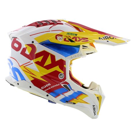 Airoh MX Helmet Aviator 3 AMS&sup2; Six Days Spain - Size L - Gloss White Red Yellow