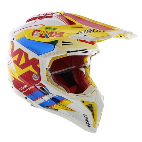Airoh MX Helmet Aviator 3 AMS&sup2; Six Days Spain - Size L - Gloss White Red Yellow