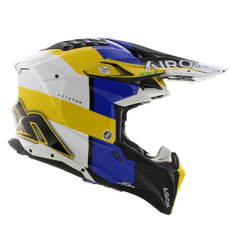 Airoh MX Helmet Aviator 3 AMS&sup2; Monarch gloss blue white yellow