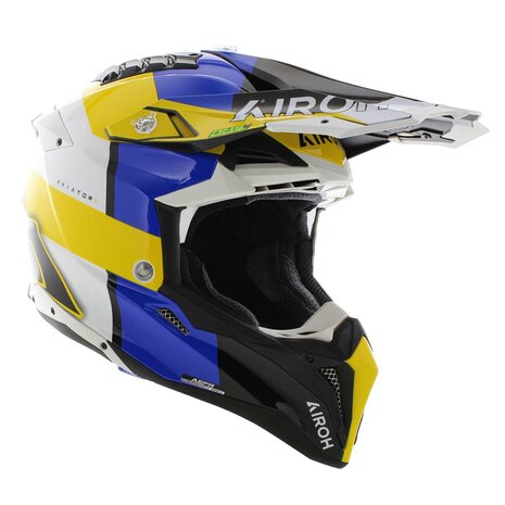Airoh MX Helmet Aviator 3 AMS&sup2; Monarch gloss blue white yellow