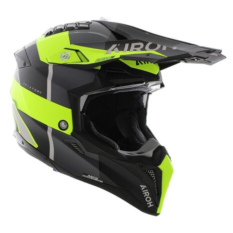 Airoh MX Helmet Aviator 3 AMS&sup2; Monarch matt grey black fluo yellow
