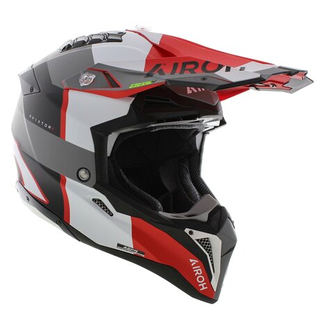 Airoh MX Helmet Aviator 3 AMS&sup2; Monarch matt grey white red