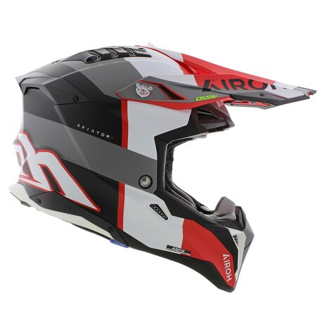 Airoh MX Helmet Aviator 3 AMS&sup2; Monarch matt grey white red