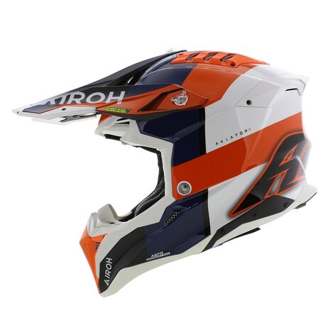 Airoh MX Helmet Aviator 3 AMS&sup2; Monarch gloss blue white orange