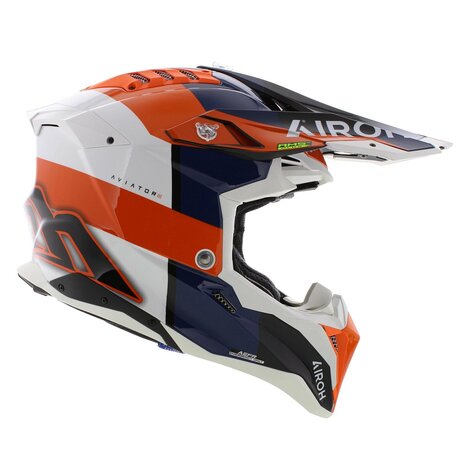 Airoh MX Helmet Aviator 3 AMS&sup2; Monarch gloss blue white orange