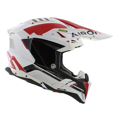 Airoh Helmet Aviator 3 AMS&sup2; Saber gloss red white black - Size L