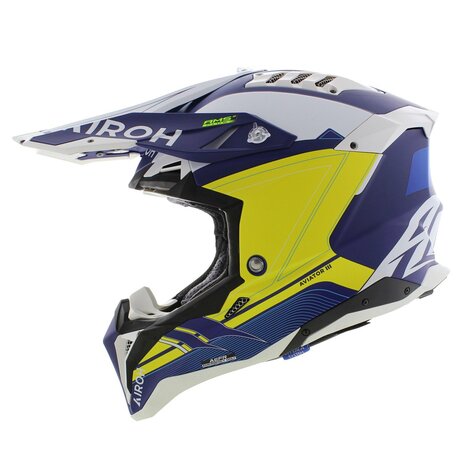 Airoh Helmet Aviator 3 AMS&sup2; Saber matt blue white yellow - Size S