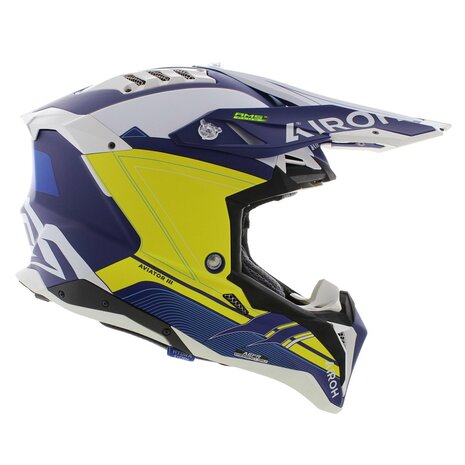 Airoh Helmet Aviator 3 AMS&sup2; Saber matt blue white yellow - Size S