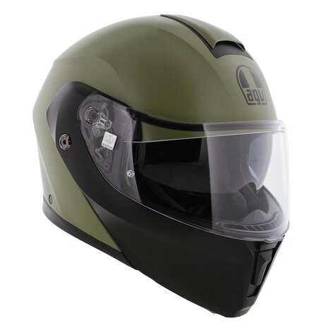 AGV Streetmodular Mono Pastello matt green black motorcycle helmet
