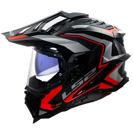 LS2 MX701 Carbon Explorer Frontier II gloss red - Adventure helmet