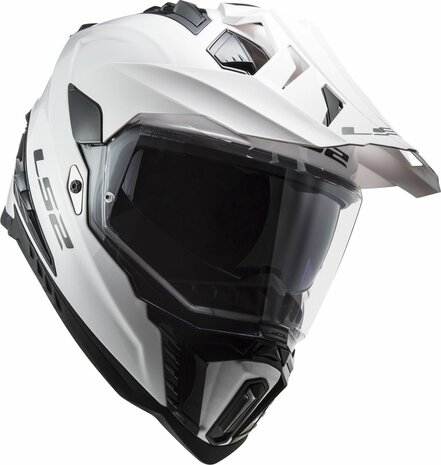 LS2 MX701 Explorer solid gloss white - Adventure helmet motorcycle