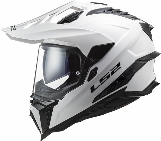 LS2 MX701 Explorer solid gloss white - Adventure helmet motorcycle