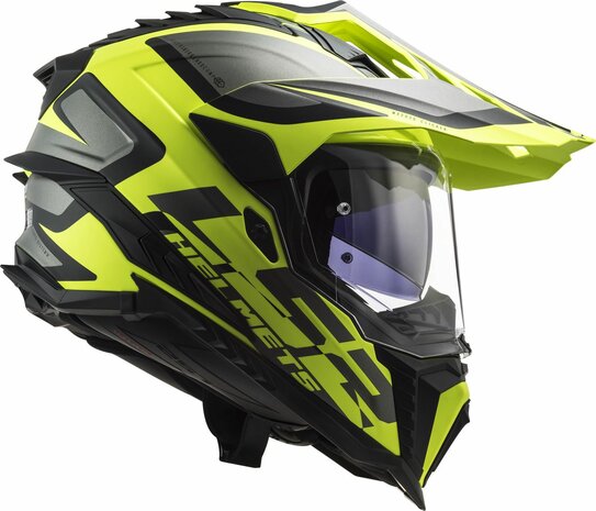 LS2 MX701 Explorer Alter matt black yellow - Adventure helmet motorcycle
