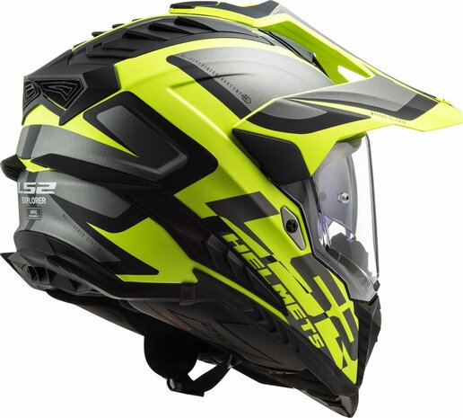 LS2 MX701 Explorer Alter matt black yellow - Adventure helmet motorcycle